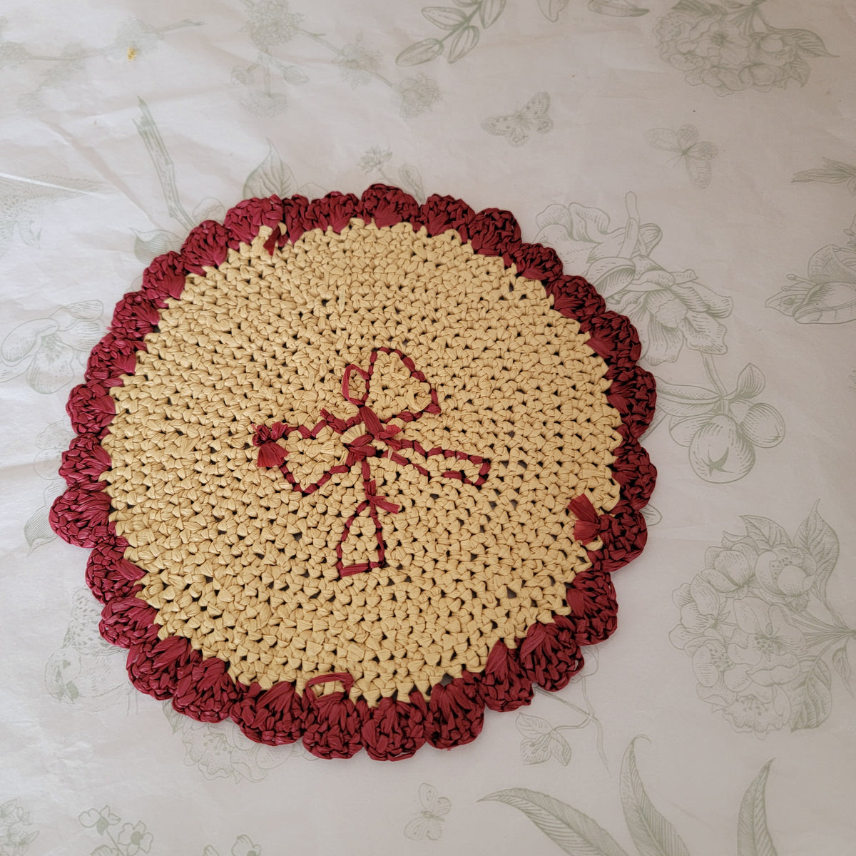 raffia coaster and placemat raffia decoration can by customized-crochet