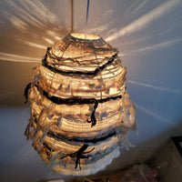 FREE SHIPPING HANDWORK Handmade Lampshade raffia & yarns 3d shape NATURAL FIBER