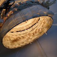 FREE SHIPPING HANDWORK Handmade Lampshade raffia & yarns 3d shape NATURAL FIBER