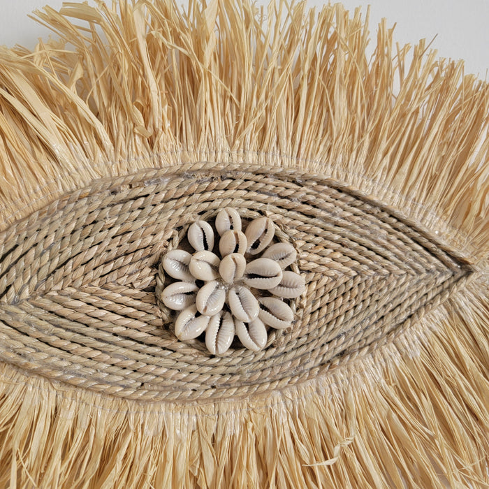 SHELL DECORATIONS-SEA SHELLS-ROOM DECORATION-BOHO HANGING-EYE SHAPE NATURAL FIBER