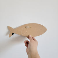 Seashell Fish Wall Art - Handcrafted Coastal Boho Decor | Woven Raffia Accent Unique Handcrafted Seashell Fish Wall Hanging | Coastal Boho Nautical Art
