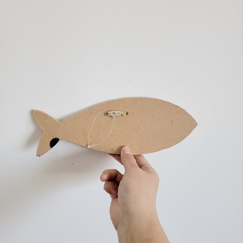 Seashell Fish Wall Art - Handcrafted Coastal Boho Decor | Woven Raffia Accent Unique Handcrafted Seashell Fish Wall Hanging | Coastal Boho Nautical Art