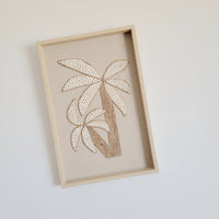 FREE SHIPPING customization FRAME WITH SHELLS 3D coconut palm Handmade decorative painting
