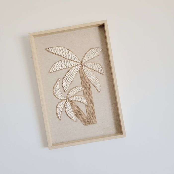 FREE SHIPPING customization FRAME WITH SHELLS 3D coconut palm Handmade decorative painting