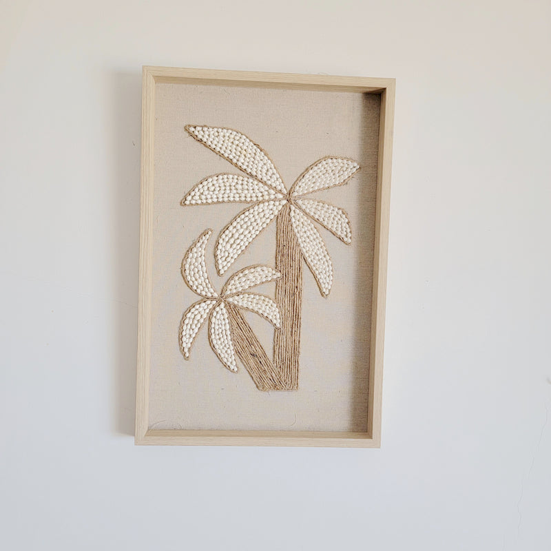 FREE SHIPPING customization FRAME WITH SHELLS 3D coconut palm Handmade decorative painting