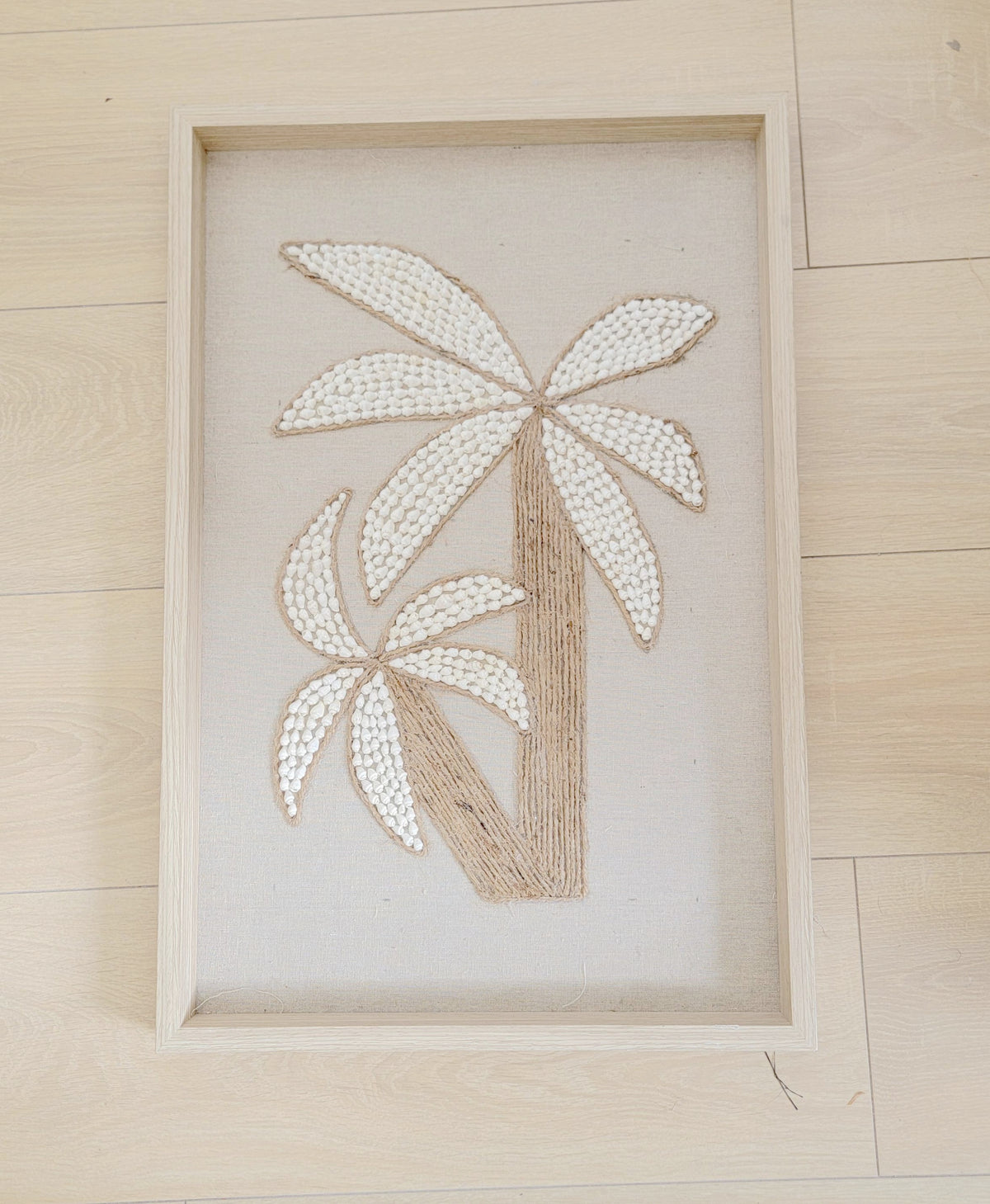 FREE SHIPPING customization FRAME WITH SHELLS 3D coconut palm Handmade decorative painting