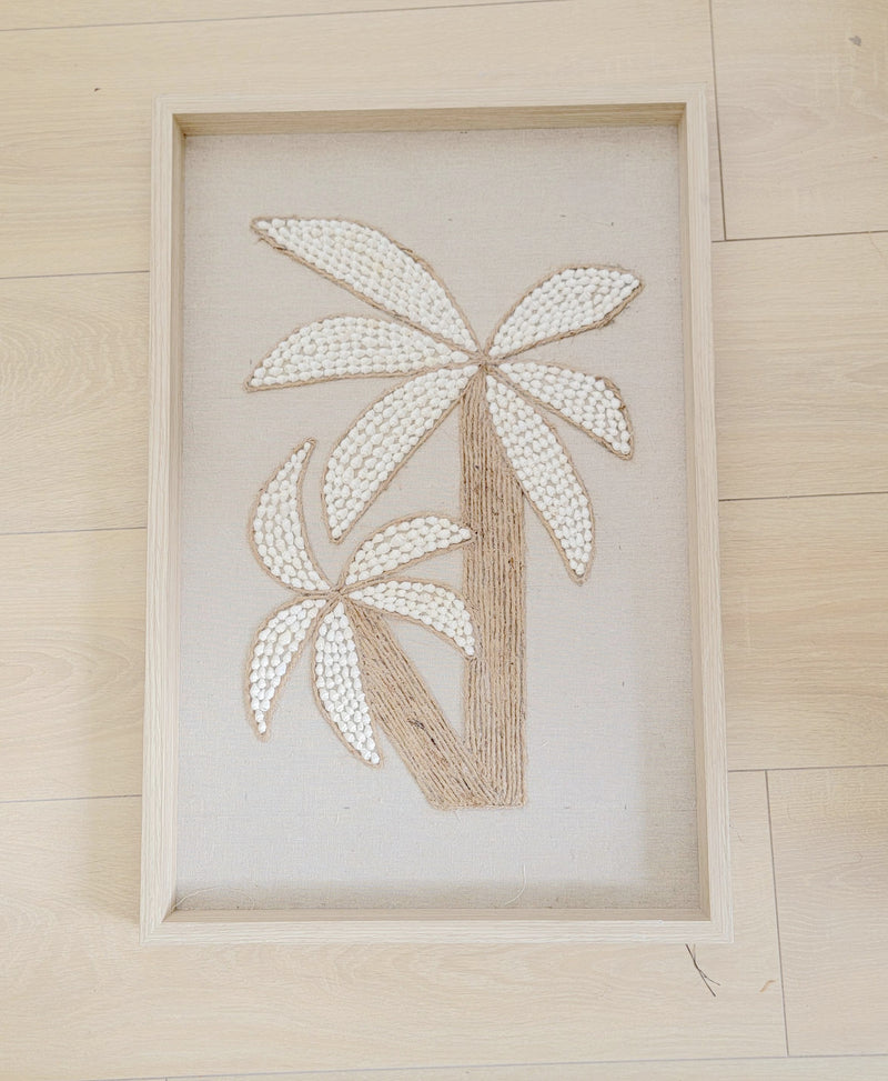 FREE SHIPPING customization FRAME WITH SHELLS 3D coconut palm Handmade decorative painting