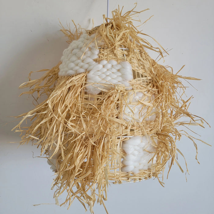 Boho-Chic Handwoven Straw Lamp Shade | Rustic Natural Home Decor Raffia handwoven lame shade