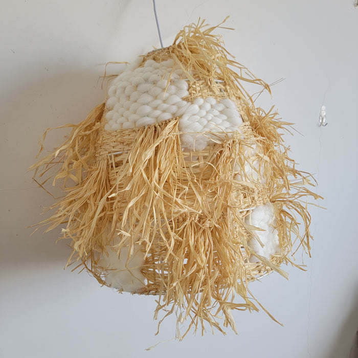 Boho-Chic Handwoven Straw Lamp Shade | Rustic Natural Home Decor