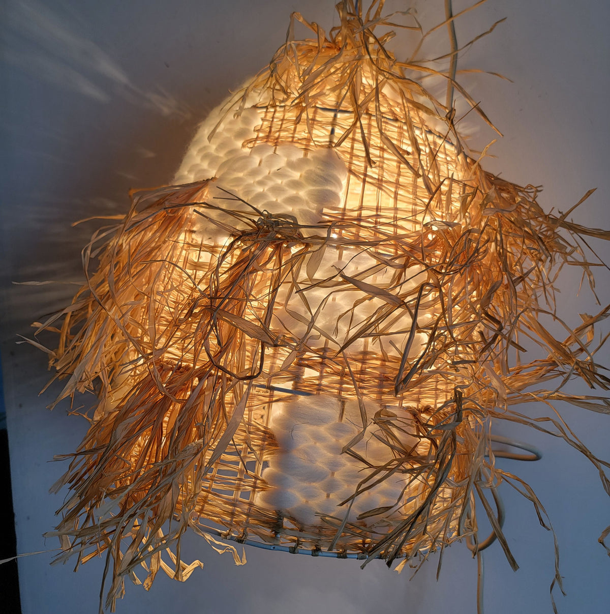 Boho-Chic Handwoven Straw Lamp Shade | Rustic Natural Home Decor