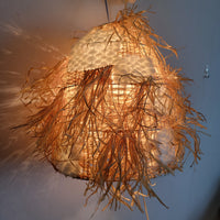 FREE SHIPPING HANDWORK Handmade Lampshade natural fiber & yarns 3d shape NATURAL FIBER