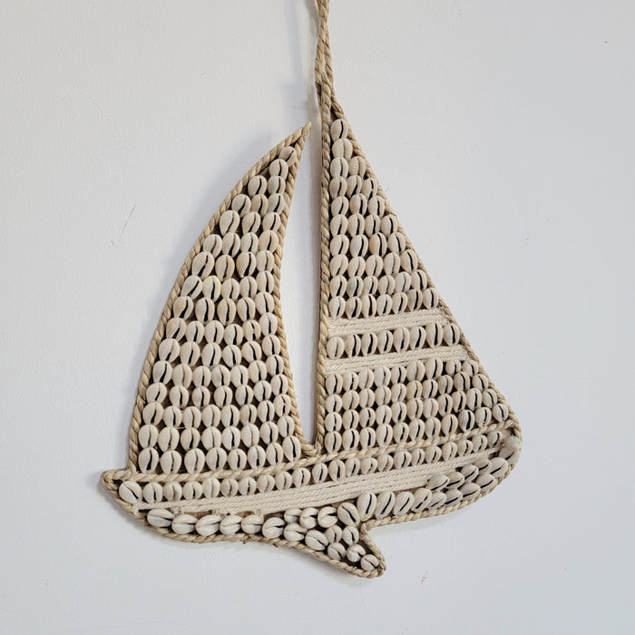 FREE SHIPPING SHELL DECORATIONS-SEA SHELLS-ROOM DECORATION-BOHO HANGING-boat SHAPE 35*30cm