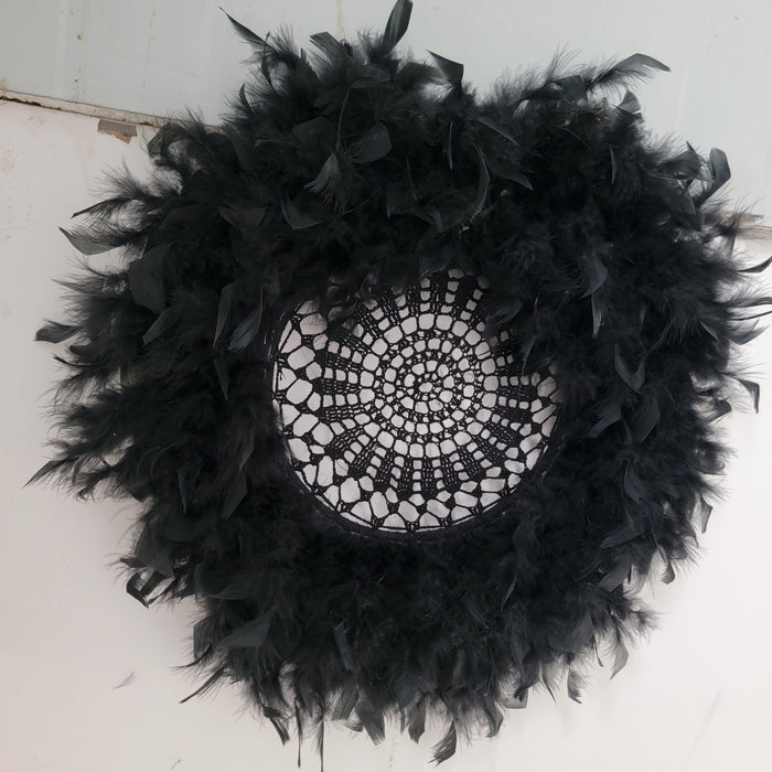 JUJU HAT WITH CROCHET PART, BLACK COLOUR, D60CM