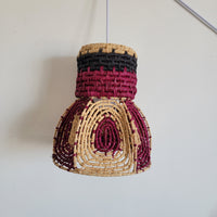 Handwoven Dyed Raffia Lamp Shade  Artisanal Boho-Chic Lighting Statement Piece Colourful raffia craft lampshades