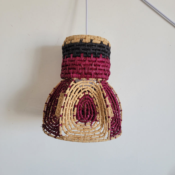 Handwoven Dyed Raffia Lamp Shade  Artisanal Boho-Chic Lighting Statement Piece Colourful raffia craft lampshades