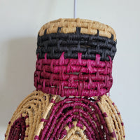 Handwoven Dyed Raffia Lamp Shade  Artisanal Boho-Chic Lighting Statement Piece Colourful raffia craft lampshades