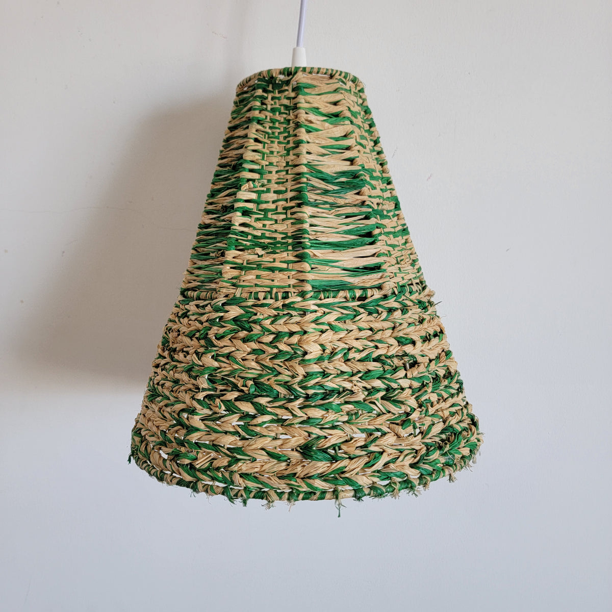 Handwoven Dyed Raffia Lamp Shade  Artisanal Boho-Chic Lighting Statement Piece Colourful raffia craft lampshades