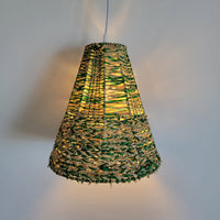 Handwoven Dyed Raffia Lamp Shade  Artisanal Boho-Chic Lighting Statement Piece Colourful raffia craft lampshades