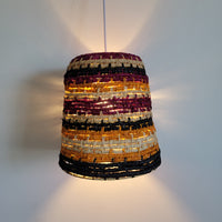 Handwoven Dyed Raffia Lamp Shade  Artisanal Boho-Chic Lighting Statement Piece Colourful raffia craft lampshades