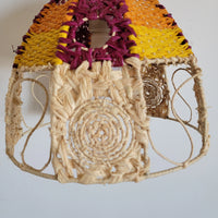 Handwoven Raffia Lamp Shade Artisanal Boho Chic Lighting Statement Piece Colourful raffia craft lampshades