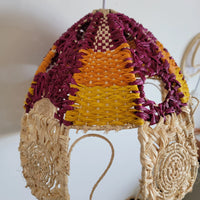 Handwoven Raffia Lamp Shade Artisanal Boho Chic Lighting Statement Piece Colourful raffia craft lampshades
