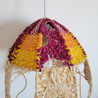 Handwoven Raffia Lamp Shade Artisanal Boho Chic Lighting Statement Piece Colourful raffia craft lampshades