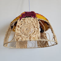 Handwoven Raffia Lamp Shade Artisanal Boho Chic Lighting Statement Piece Colourful raffia craft lampshades