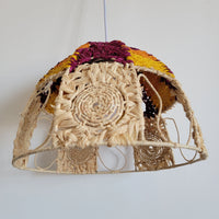 Handwoven Raffia Lamp Shade Artisanal Boho Chic Lighting Statement Piece Colourful raffia craft lampshades