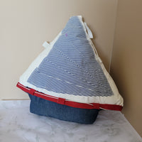 cushion Nautical Sailboat Plush Decor - Handmade Fabric Boat cushion Coastal Nursery Decor