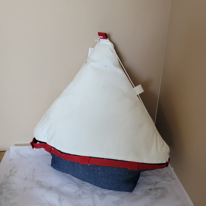 cushion Nautical Sailboat Plush Decor - Handmade Fabric Boat cushion Coastal Nursery Decor