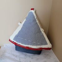 cushion Nautical Sailboat Plush Decor - Handmade Fabric Boat cushion Coastal Nursery Decor