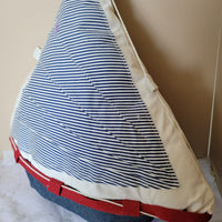 cushion Nautical Sailboat Plush Decor - Handmade Fabric Boat cushion Coastal Nursery Decor
