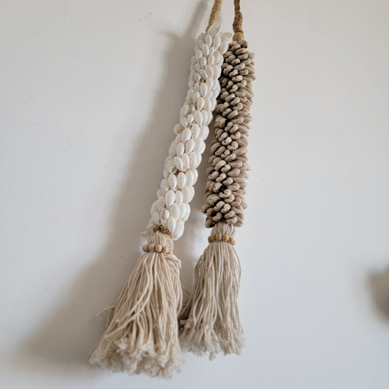 Seashell Tassel Wall Hanging - Handcrafted Double - Strand Coastal Boho Decor 2designs set Unique Handcrafted Seashell Double - Strand Wall Hanging | Coastal Boho Tassel Accent