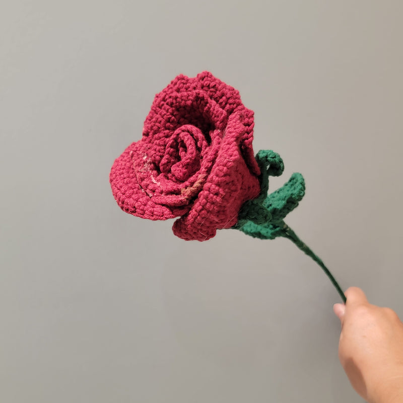 FREE SHIPPING CROCHET ROSE FLORAL MOTHER'S DAY Valentine's Day GIFTS I LOVE YOU