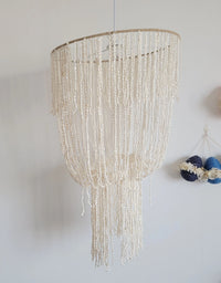 Handcrafted Shell Beaded Chandelier – Coastal Bohemian Lighting