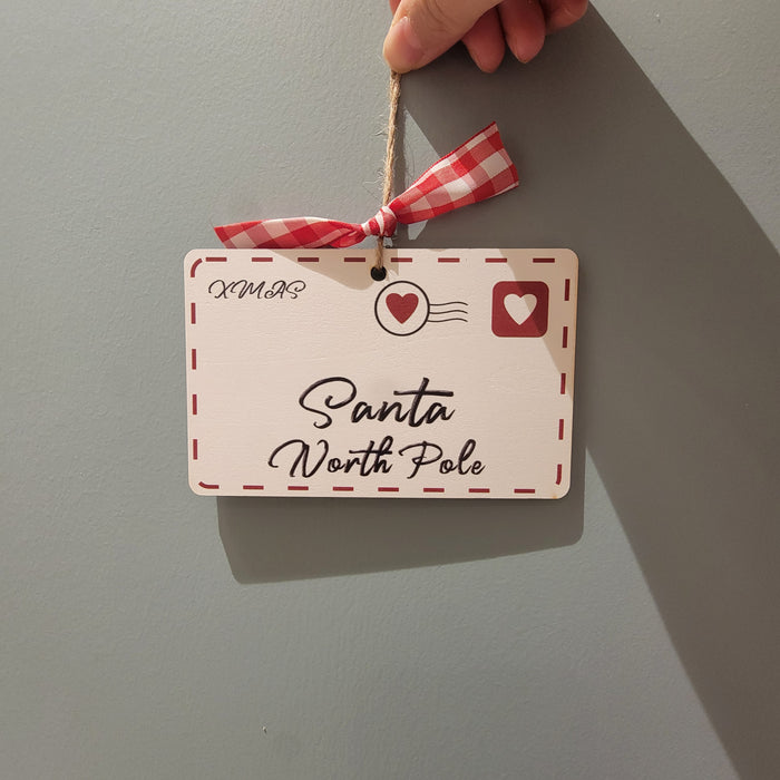 free shipping Vintage - Style “Santa North Pole” Envelope Ornament - Christmas Decor 4pcs/pack