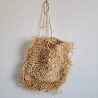 Fringed Raffia Tote Bag | Handwoven Boho Beach Shoulder Bag