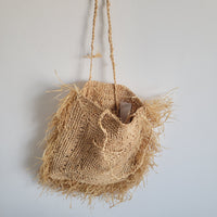Fringed Raffia Tote Bag | Handwoven Boho Beach Shoulder Bag