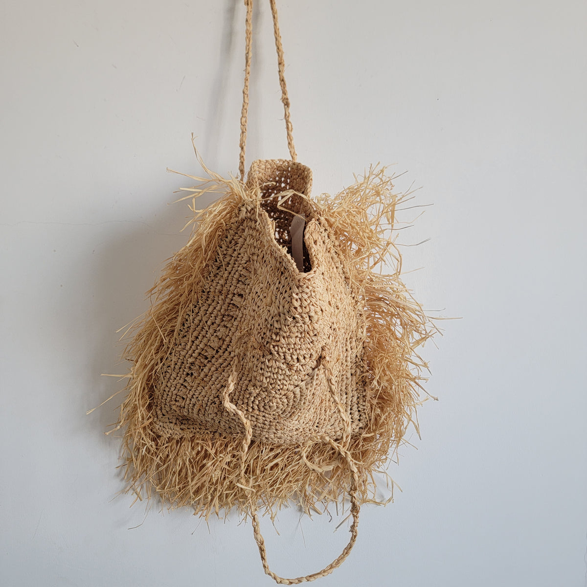Fringed Raffia Tote Bag | Handwoven Boho Beach Shoulder Bag