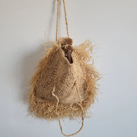 Fringed Raffia Tote Bag | Handwoven Boho Beach Shoulder Bag