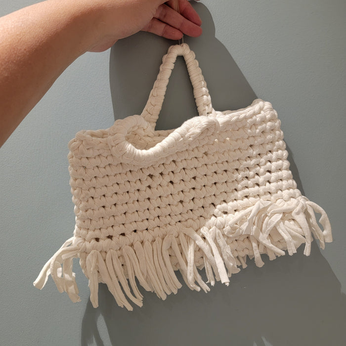 CROCHET Storage bag Small Crochet Cosmetic Bag | Recycled T-Shirt Yarn | Eco-Friendly Crochet Clutch | Handmade Toiletry Bag