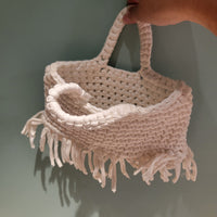 CROCHET Storage bag Small Crochet Cosmetic Bag | Recycled T-Shirt Yarn | Eco-Friendly Crochet Clutch | Handmade Toiletry Bag