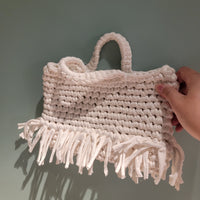 CROCHET Storage bag Small Crochet Cosmetic Bag | Recycled T-Shirt Yarn | Eco-Friendly Crochet Clutch | Handmade Toiletry Bag