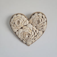 Seashell Heart Wall Art - Nautical Beachy Home Decor for Bedroom/Living Room shell decoration home decor gifts sea shells boho hanging heart  Handmade Heart - Shaped Seashell Wall Decor | Coastal Home Decoration