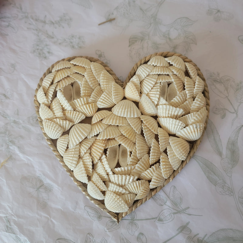 Seashell Heart Wall Art - Nautical Beachy Home Decor for Bedroom/Living Room shell decoration home decor gifts sea shells boho hanging heart  Handmade Heart - Shaped Seashell Wall Decor | Coastal Home Decoration