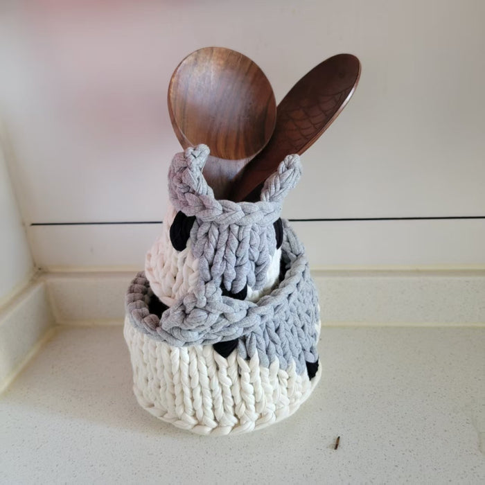 handwork crochet STORAGE Boxes fox shape, Handcrafted Crochet fox- themed Storage Containers 2sizes asst.