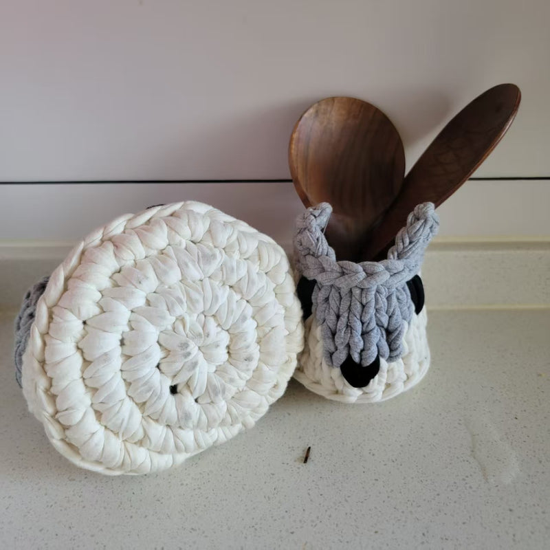 handwork crochet STORAGE Boxes fox shape, Handcrafted Crochet fox- themed Storage Containers 2sizes asst.