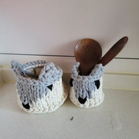 handwork crochet STORAGE Boxes fox shape, Handcrafted Crochet fox- themed Storage Containers 2sizes asst.