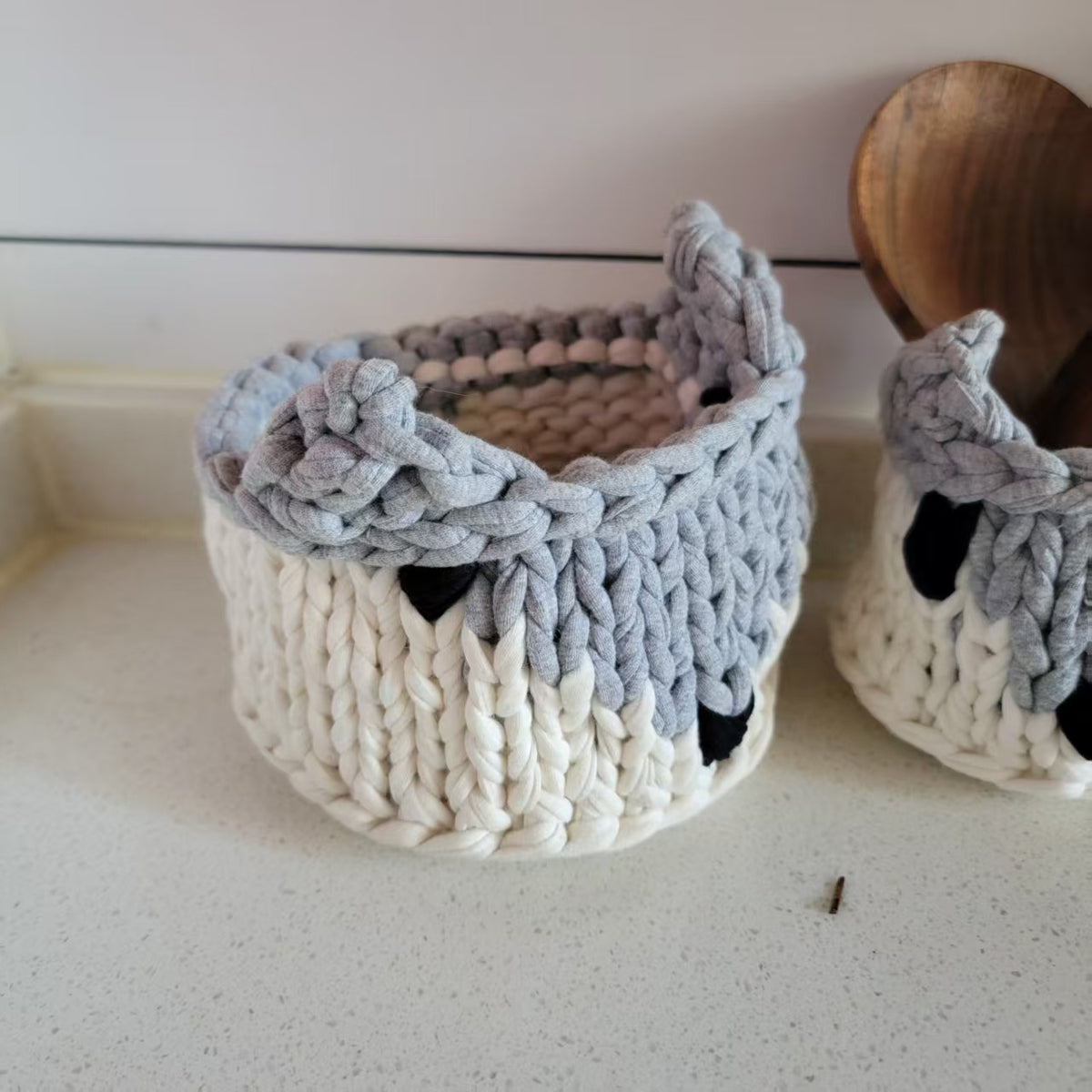 handwork crochet STORAGE Boxes fox shape, Handcrafted Crochet fox- themed Storage Containers 2sizes asst.