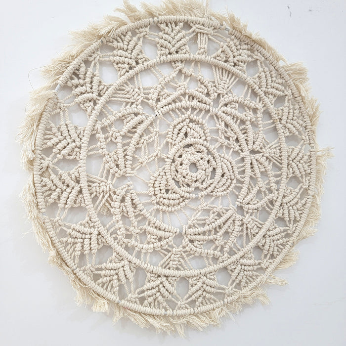 Bohemian Macrame Wall Hanging - Circular Woven Tapestry for Home Decor Handcrafted macrame wall piece  Bohemian interior decor wall hanging